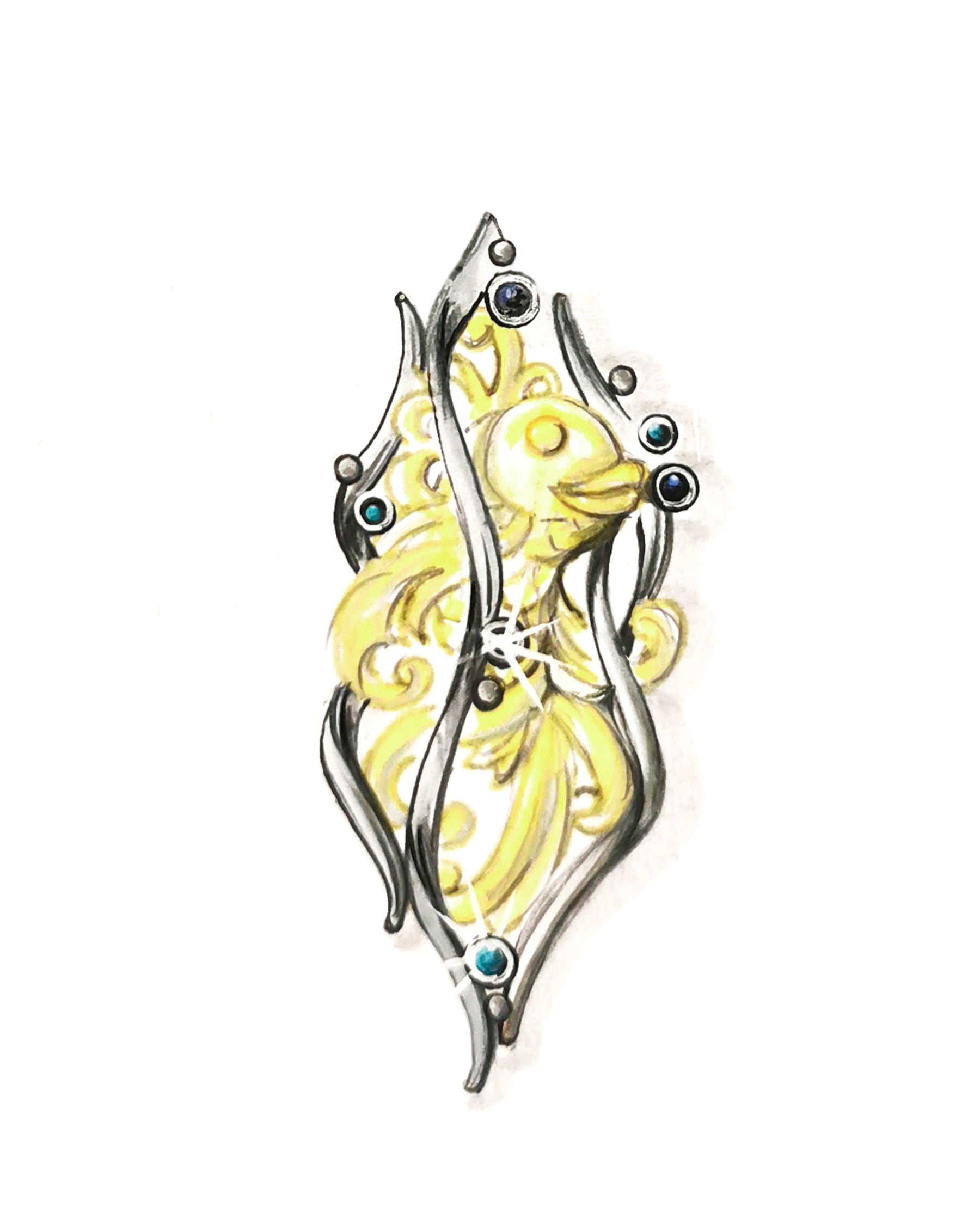 Dettaglio del collier Posidonia ispirato ai fondali mediterranei